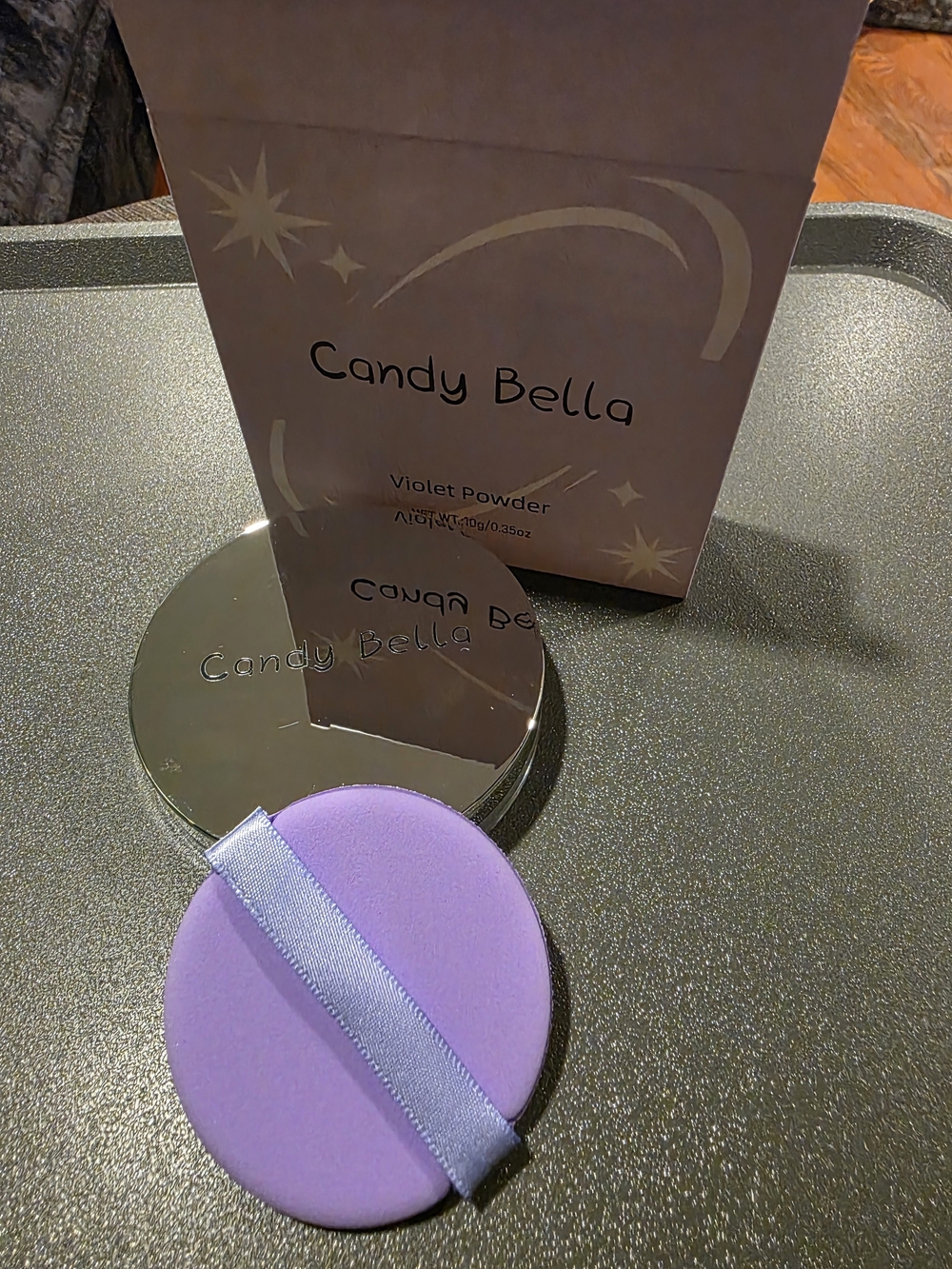Violet Powder Compact - Lavender Puff